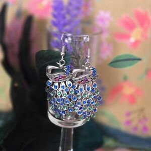 Green and Blue Peacock Earrings with Intricate Design